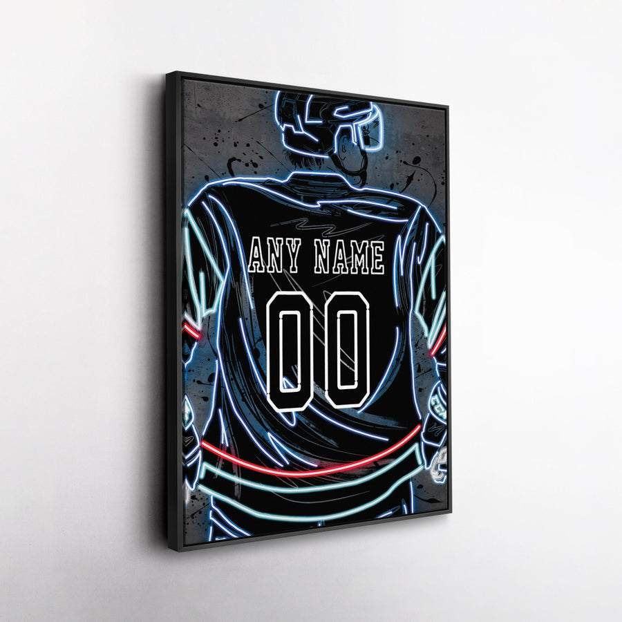 Seattle Kraken Custom Jersey Canvas | Neon Wall Art - CanvasNeon