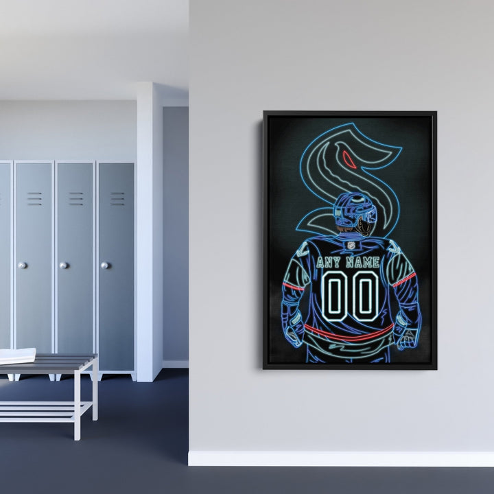 Seattle Kraken Personalized Jersey Canvas | Neon Wall Art - CanvasNeon