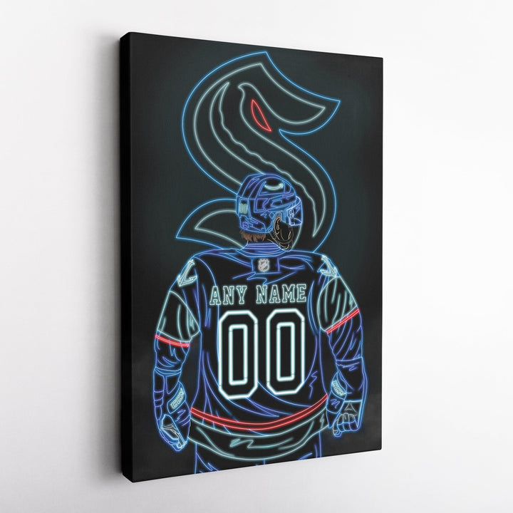 Seattle Kraken Personalized Jersey Canvas | Neon Wall Art - CanvasNeon