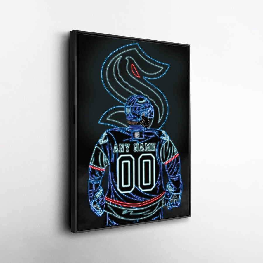 Seattle Kraken Personalized Jersey Canvas | Neon Wall Art - CanvasNeon