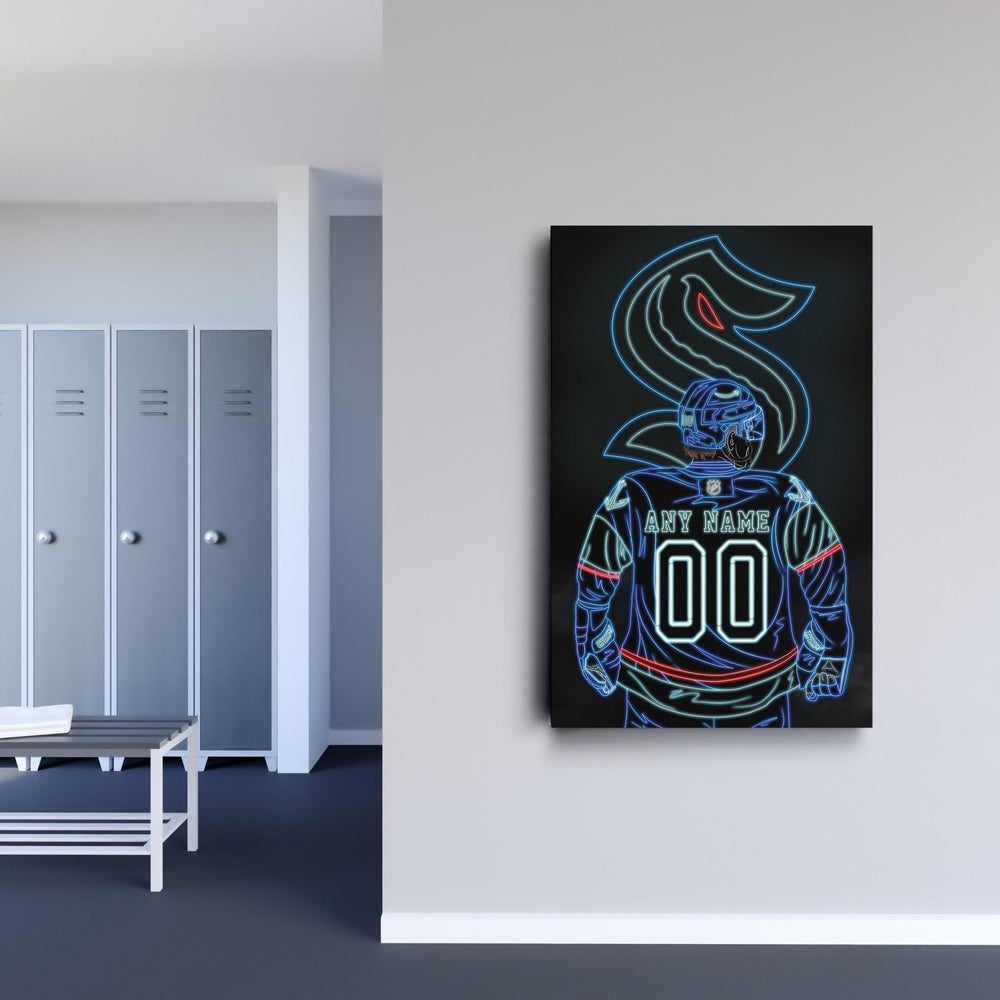 Seattle Kraken Personalized Jersey Canvas | Neon Wall Art - CanvasNeon