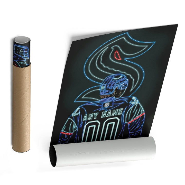 Seattle Kraken Personalized Jersey Canvas | Neon Wall Art - CanvasNeon