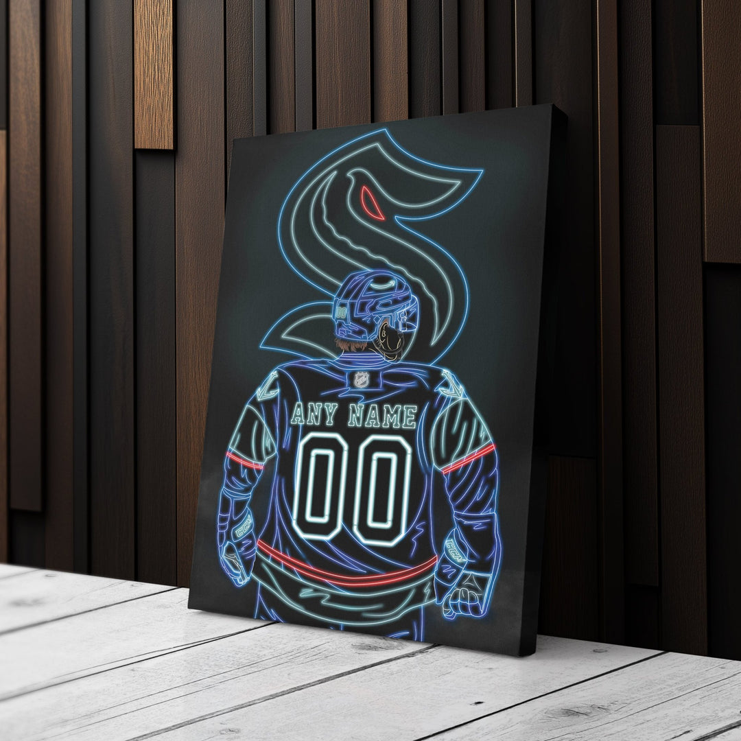 Seattle Kraken Personalized Jersey Canvas | Neon Wall Art - CanvasNeon