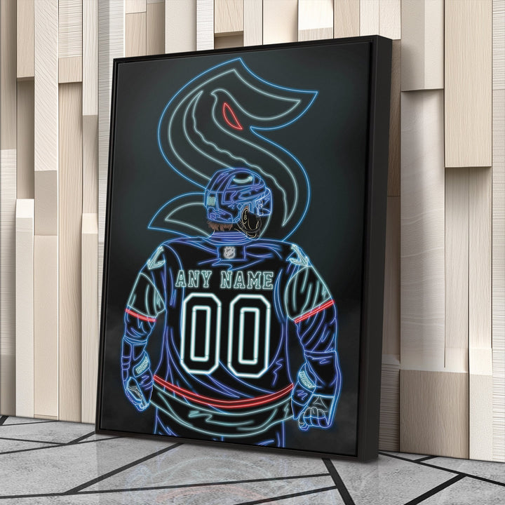 Seattle Kraken Personalized Jersey Canvas | Neon Wall Art - CanvasNeon