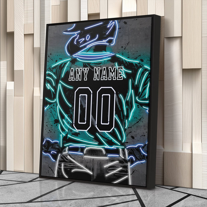 Seattle Mariners Custom Jersey Canvas | Neon Wall Art - CanvasNeon