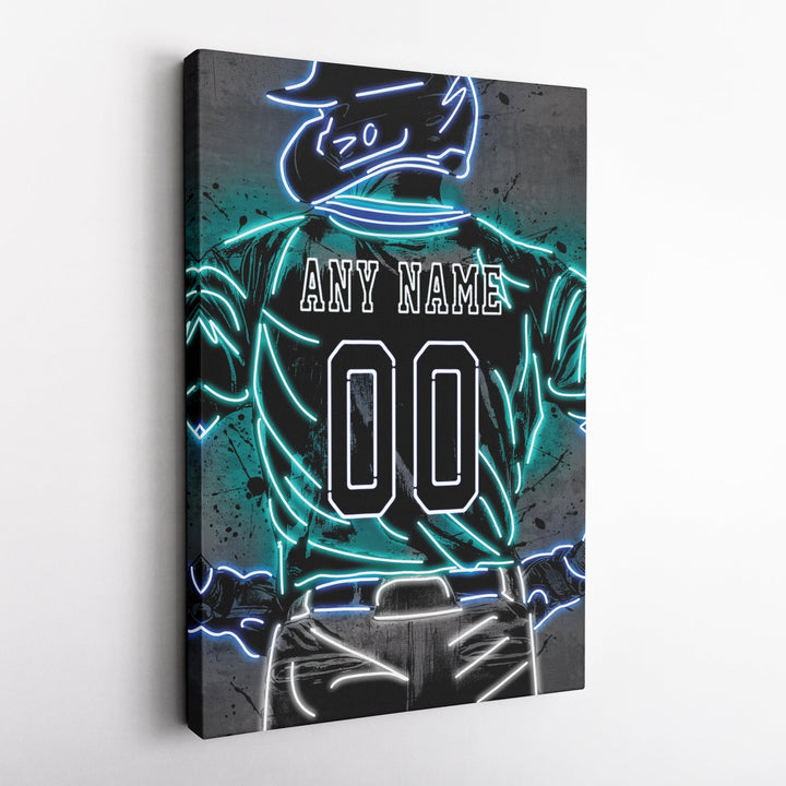 Seattle Mariners Custom Jersey Canvas | Neon Wall Art - CanvasNeon