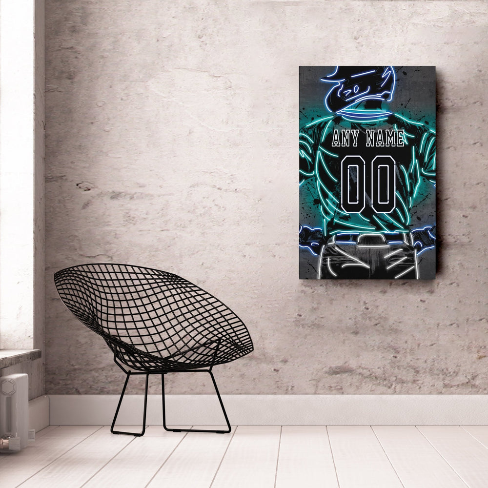 Seattle Mariners Custom Jersey Canvas | Neon Wall Art - CanvasNeon