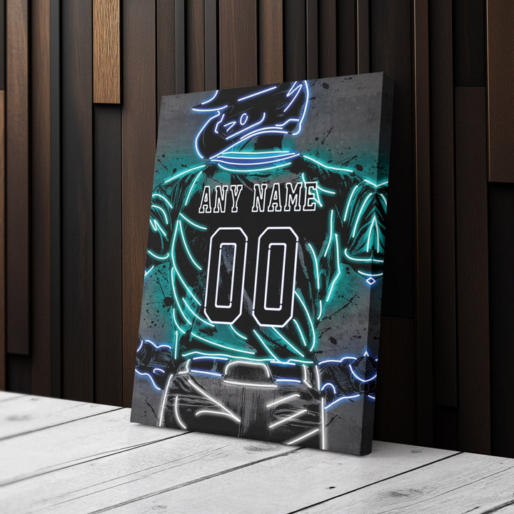 Seattle Mariners Custom Jersey Canvas | Neon Wall Art - CanvasNeon