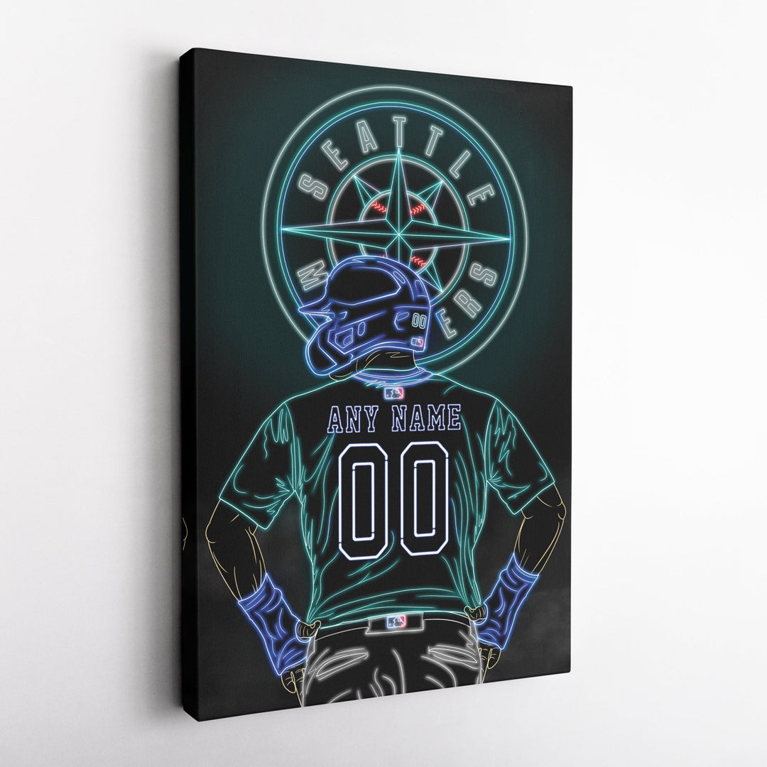 Seattle Mariners Personalized Jersey Canvas | Neon Wall Art - CanvasNeon