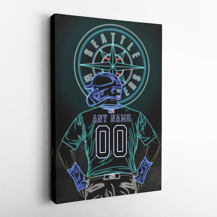 Seattle Mariners Personalized Jersey Canvas | Neon Wall Art - CanvasNeon