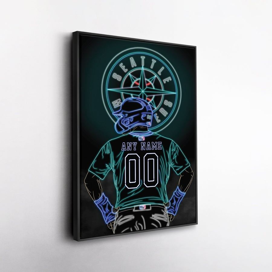 Seattle Mariners Personalized Jersey Canvas | Neon Wall Art - CanvasNeon