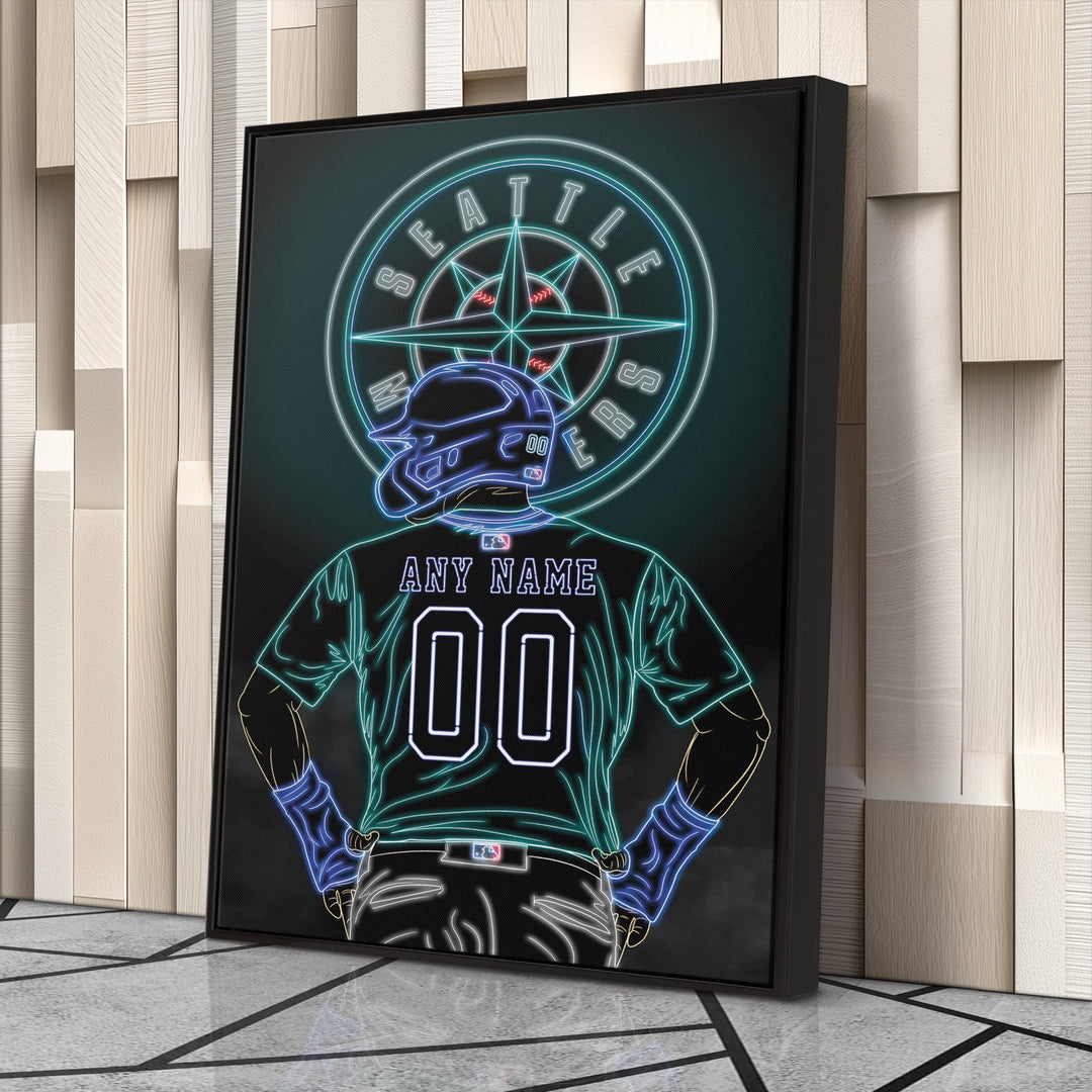 Seattle Mariners Personalized Jersey Canvas | Neon Wall Art - CanvasNeon