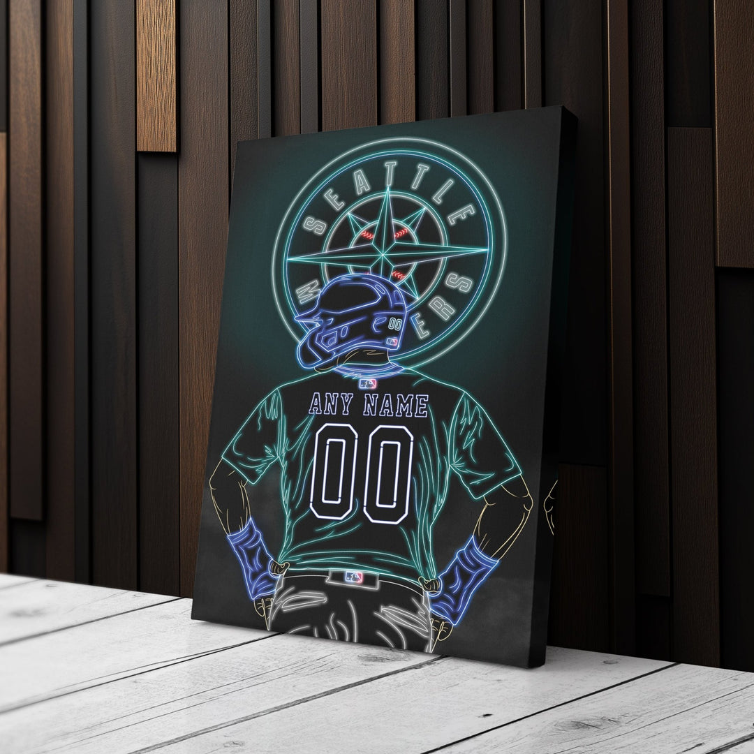 Seattle Mariners Personalized Jersey Canvas | Neon Wall Art - CanvasNeon