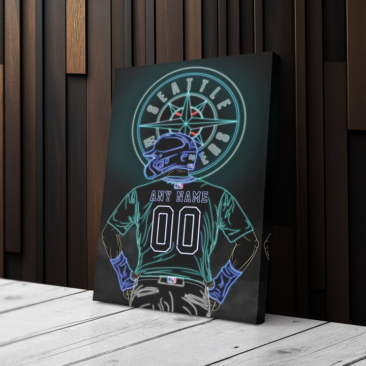 Seattle Mariners Personalized Jersey Canvas | Neon Wall Art - CanvasNeon