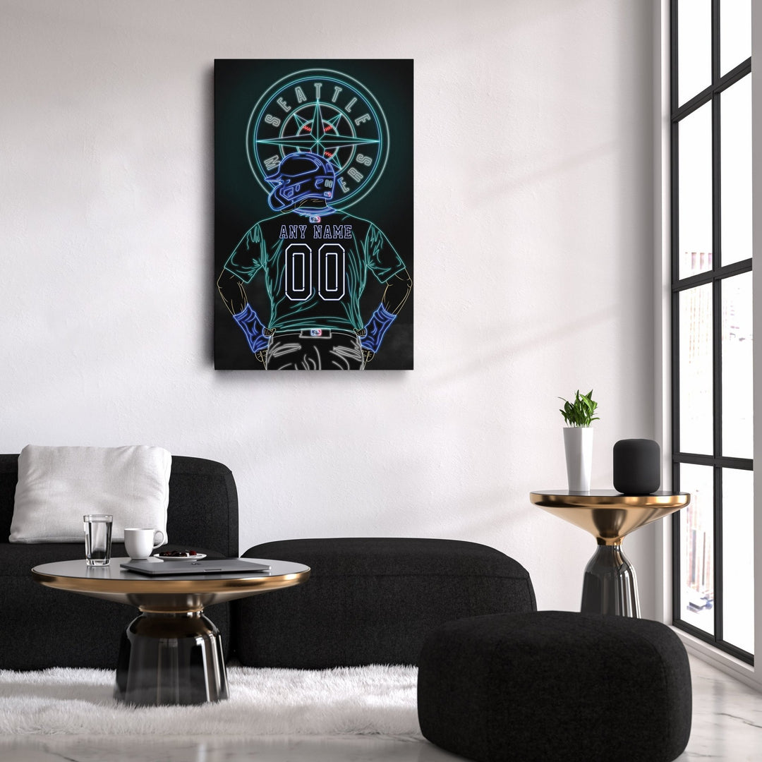 Seattle Mariners Personalized Jersey Canvas | Neon Wall Art - CanvasNeon