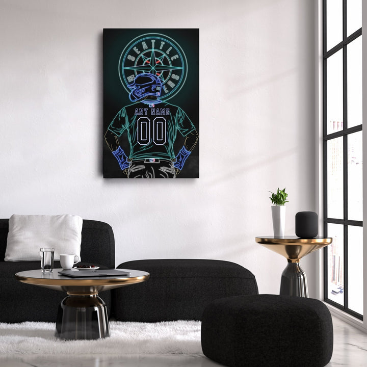Seattle Mariners Personalized Jersey Canvas | Neon Wall Art - CanvasNeon