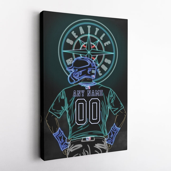 Seattle Mariners Personalized Jersey Canvas | Neon Wall Art - CanvasNeon