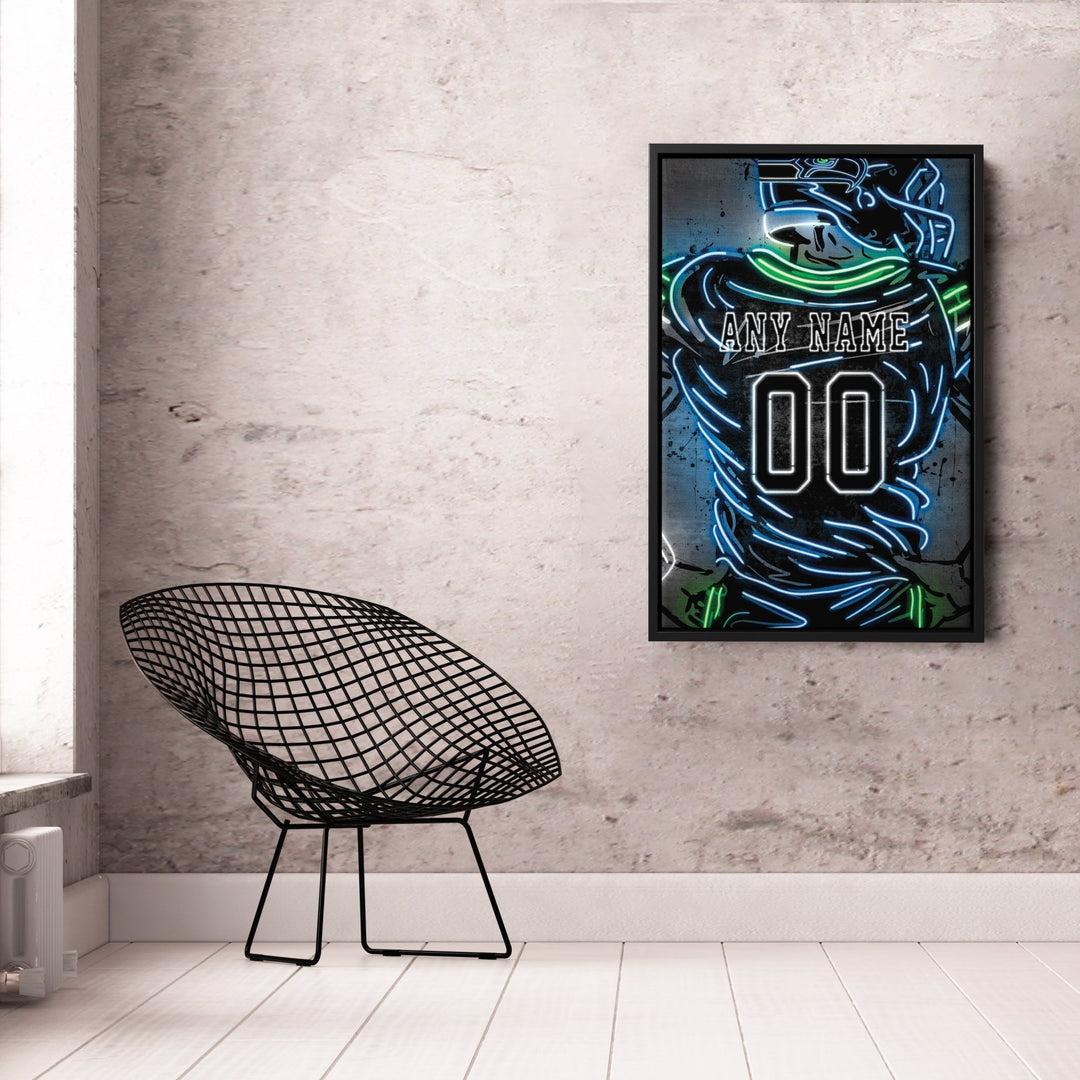 Seattle Seahawks Custom Jersey Canvas | Neon Wall Art - CanvasNeon