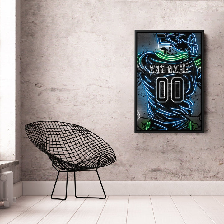 Seattle Seahawks Custom Jersey Canvas | Neon Wall Art - CanvasNeon