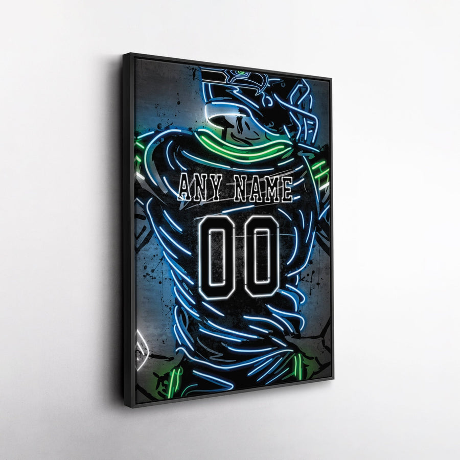 Seattle Seahawks Custom Jersey Canvas | Neon Wall Art - CanvasNeon