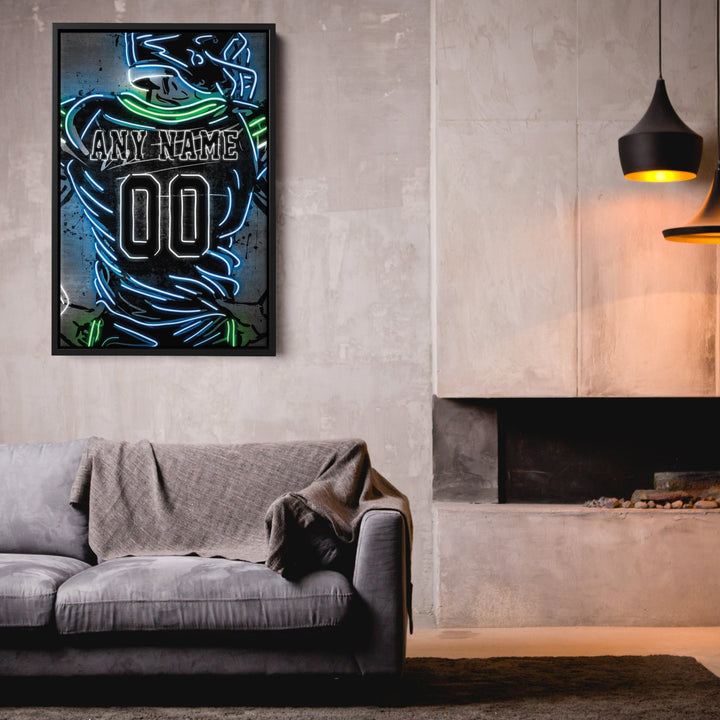 Seattle Seahawks Custom Jersey Canvas | Neon Wall Art - CanvasNeon