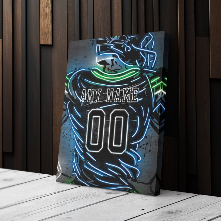 Seattle Seahawks Custom Jersey Canvas | Neon Wall Art - CanvasNeon