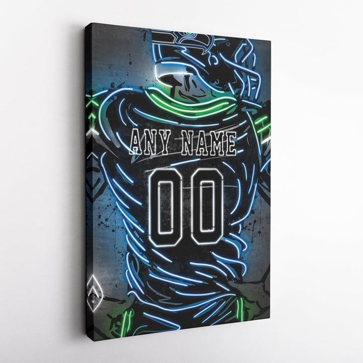 Seattle Seahawks Custom Jersey Canvas | Neon Wall Art - CanvasNeon