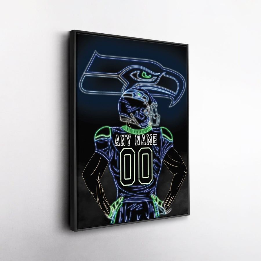 Seattle Seahawks Personalized Jersey Canvas | Neon Wall Art - CanvasNeon