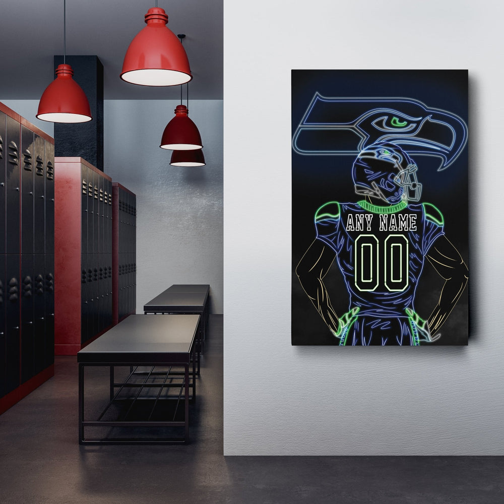Seattle Seahawks Personalized Jersey Canvas | Neon Wall Art - CanvasNeon