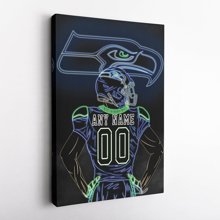 Seattle Seahawks Personalized Jersey Canvas | Neon Wall Art - CanvasNeon