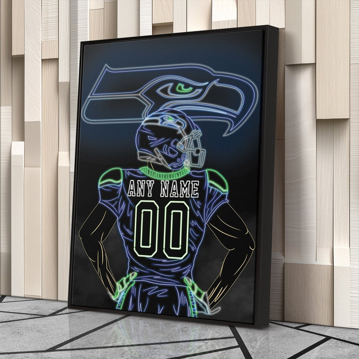 Seattle Seahawks Personalized Jersey Canvas | Neon Wall Art - CanvasNeon