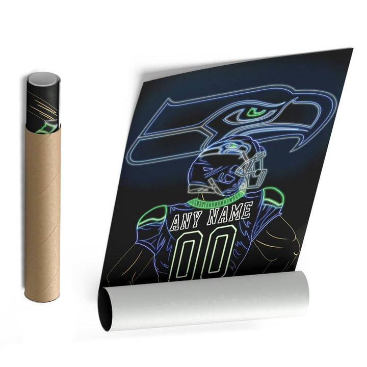 Seattle Seahawks Personalized Jersey Canvas | Neon Wall Art - CanvasNeon