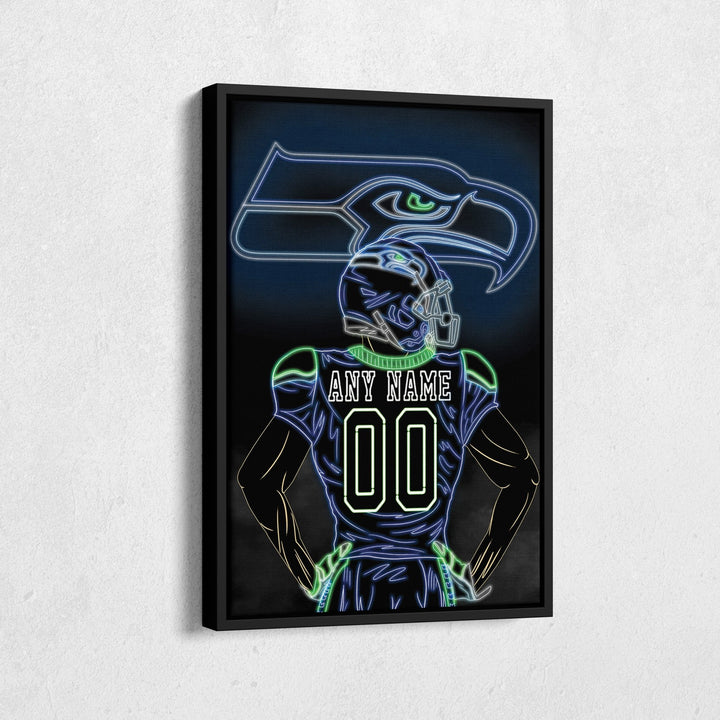 Seattle Seahawks Personalized Jersey Canvas | Neon Wall Art - CanvasNeon