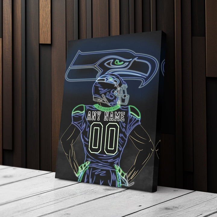 Seattle Seahawks Personalized Jersey Canvas | Neon Wall Art - CanvasNeon