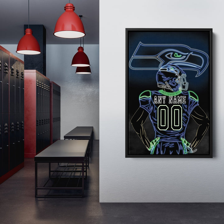 Seattle Seahawks Personalized Jersey Canvas | Neon Wall Art - CanvasNeon