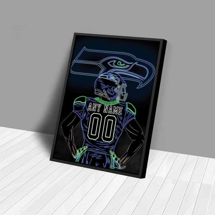 Seattle Seahawks Personalized Jersey Canvas | Neon Wall Art - CanvasNeon