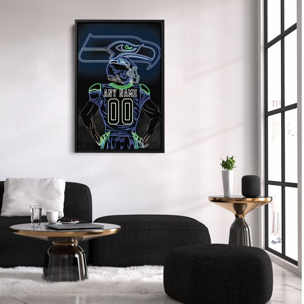 Seattle Seahawks Personalized Jersey Canvas | Neon Wall Art - CanvasNeon