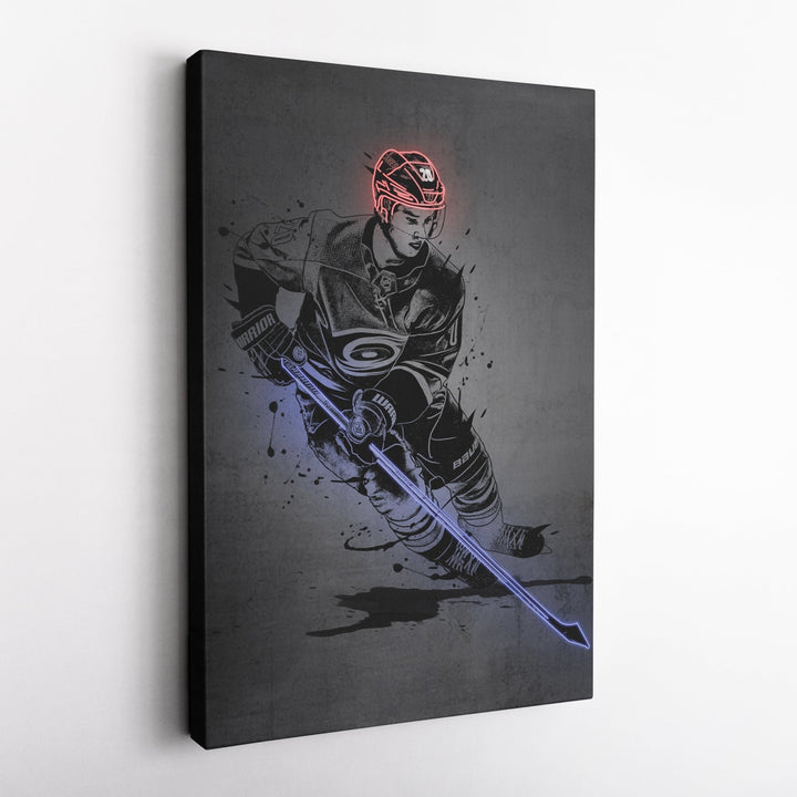 Sebastian Aho Neon Canvas Art | Modern Wall Decor for Hurricanes Fans - CanvasNeon