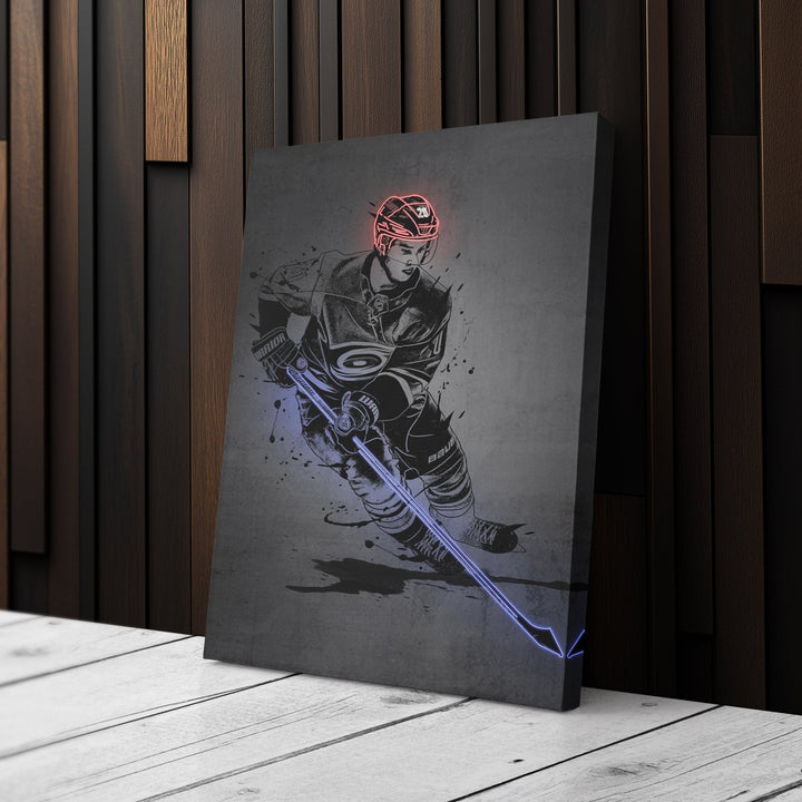 Sebastian Aho Neon Canvas Art | Modern Wall Decor for Hurricanes Fans - CanvasNeon