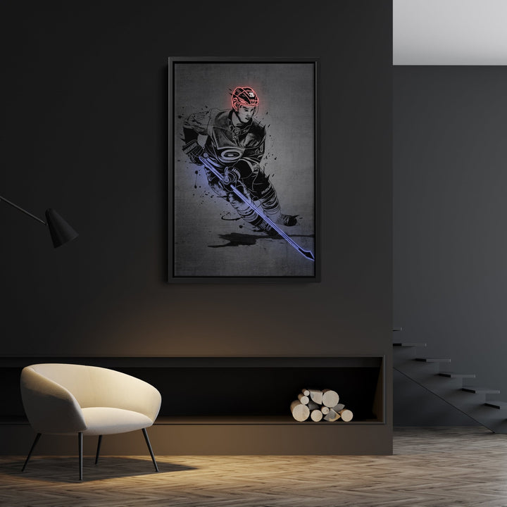 Sebastian Aho Neon Canvas Art | Modern Wall Decor for Hurricanes Fans - CanvasNeon