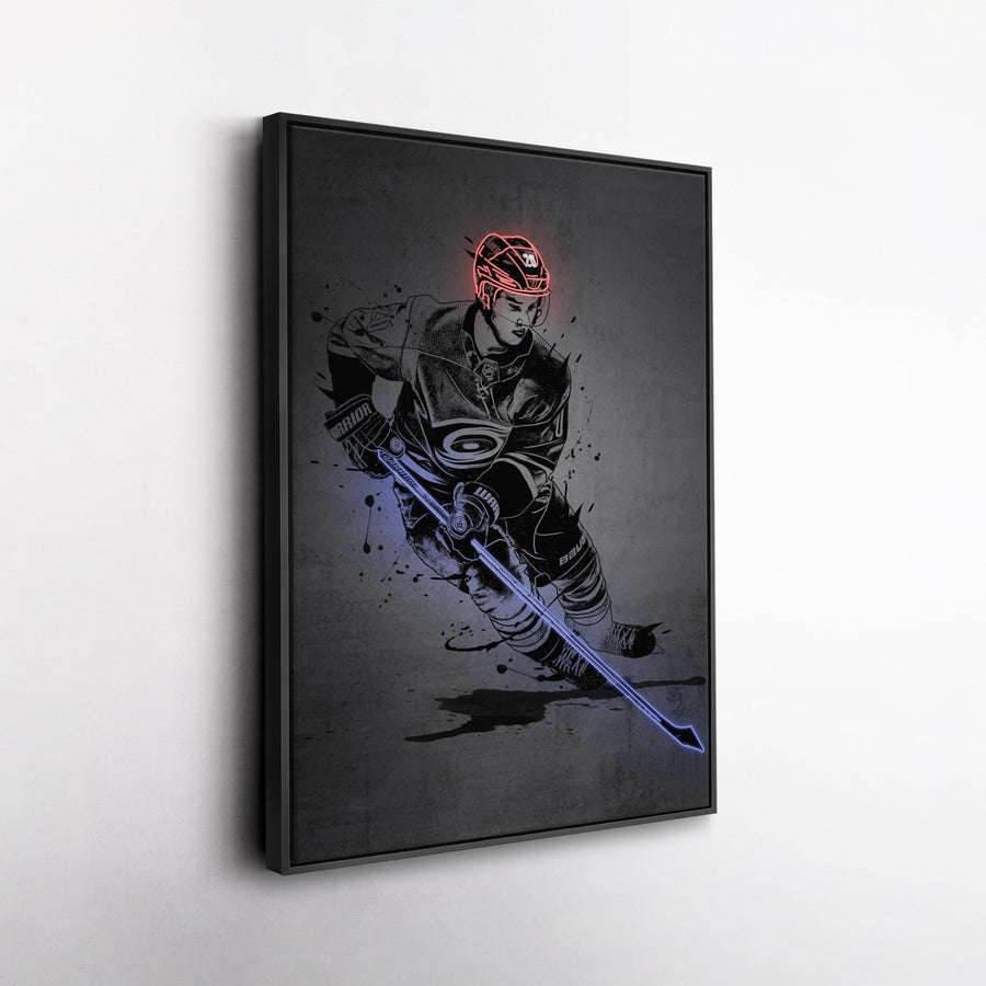 Sebastian Aho Neon Canvas Art | Modern Wall Decor for Hurricanes Fans - CanvasNeon