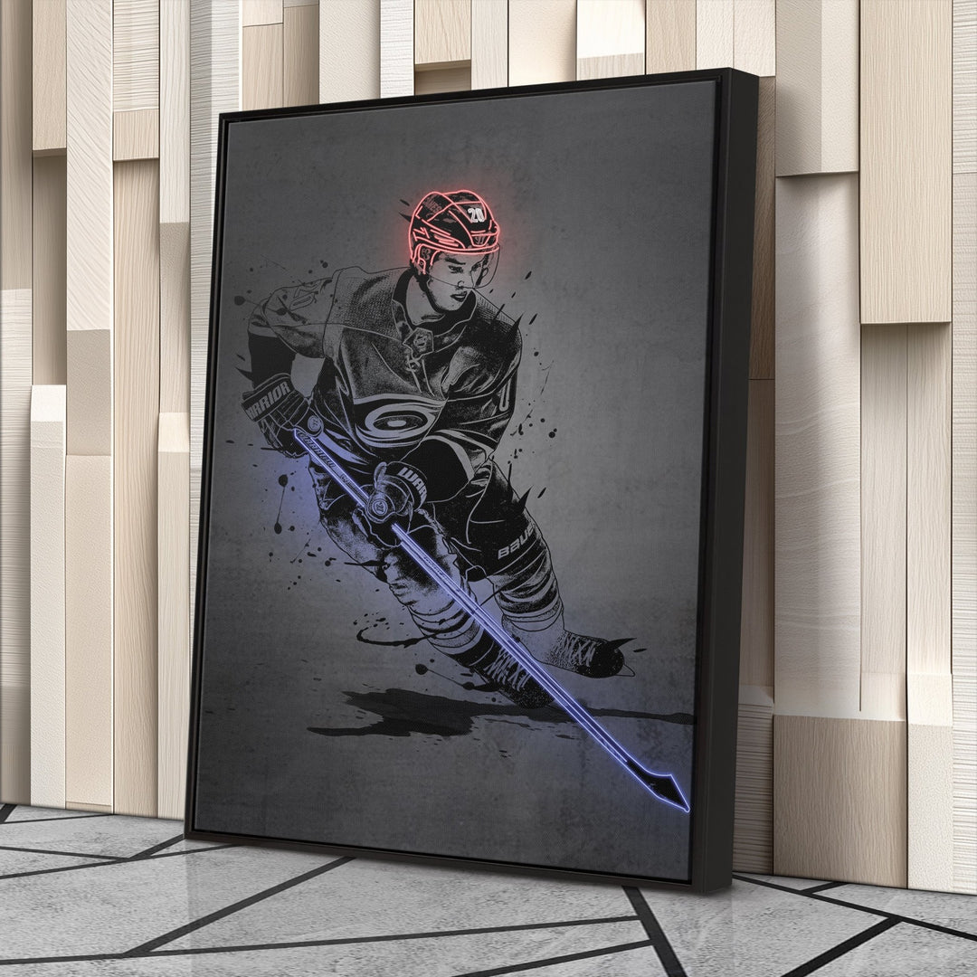 Sebastian Aho Neon Canvas Art | Modern Wall Decor for Hurricanes Fans - CanvasNeon
