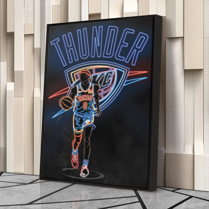 Shai Gilgeous - Alexander Neon Canvas Art | Thunder Wall Decor - CanvasNeon