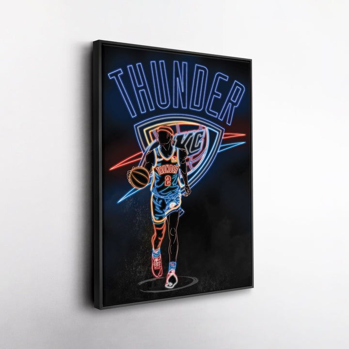 Shai Gilgeous - Alexander Neon Canvas Art | Thunder Wall Decor - CanvasNeon