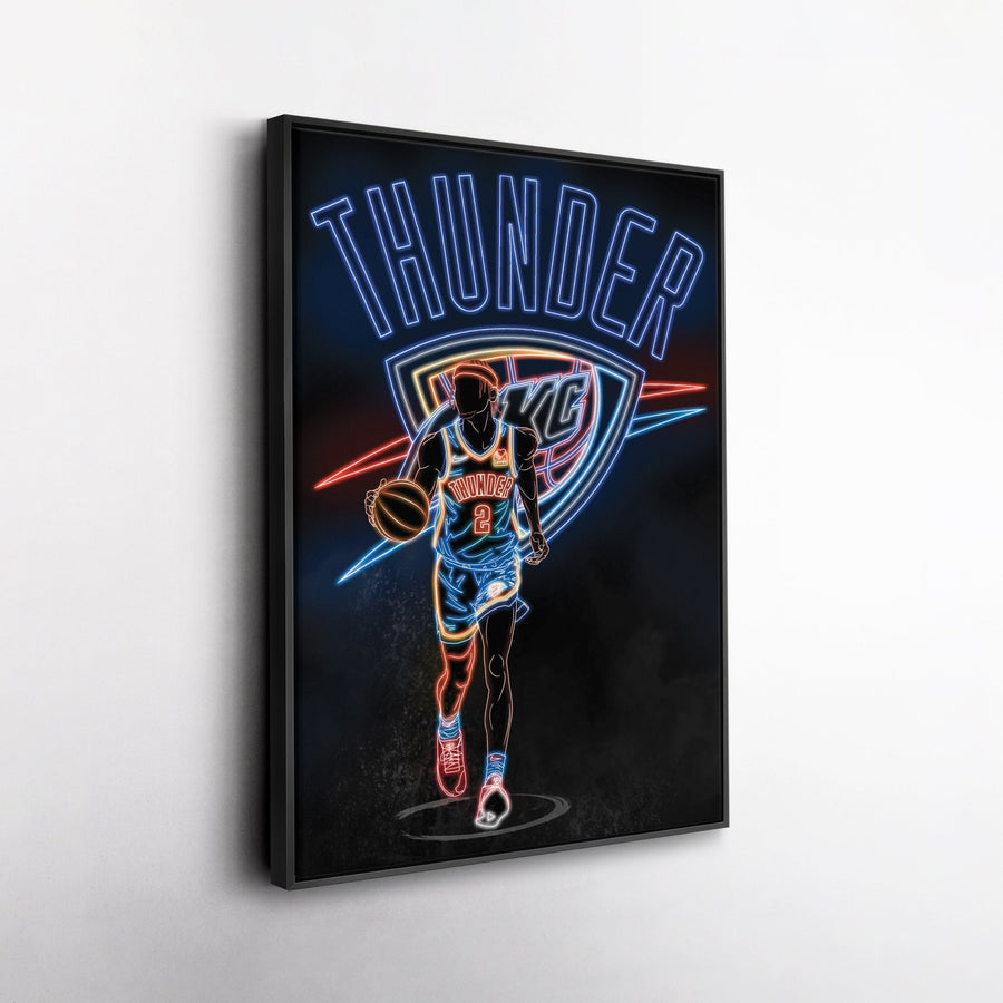 Shai Gilgeous - Alexander Neon Canvas Art | Thunder Wall Decor - CanvasNeon