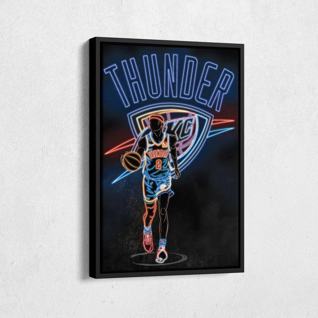 Shai Gilgeous - Alexander Neon Canvas Art | Thunder Wall Decor - CanvasNeon