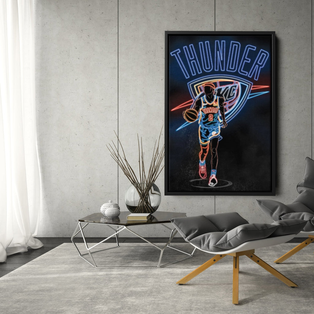 Shai Gilgeous - Alexander Neon Canvas Art | Thunder Wall Decor - CanvasNeon