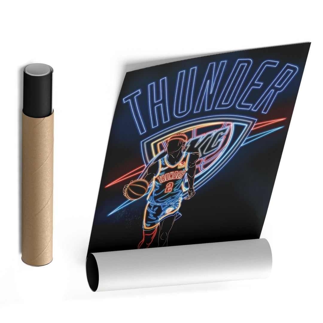Shai Gilgeous - Alexander Neon Canvas Art | Thunder Wall Decor - CanvasNeon
