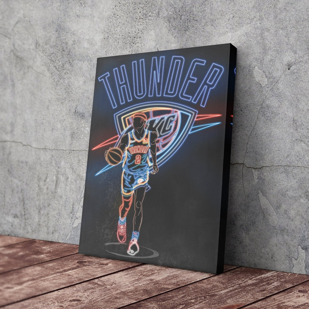 Shai Gilgeous - Alexander Neon Canvas Art | Thunder Wall Decor - CanvasNeon