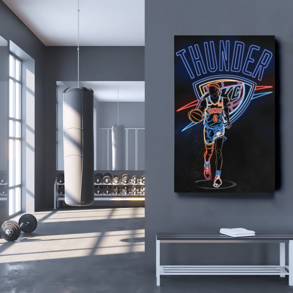 Shai Gilgeous - Alexander Neon Canvas Art | Thunder Wall Decor - CanvasNeon